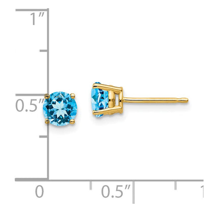 14K Gelbgold Ohrringe mit 5-mm-Blautopas