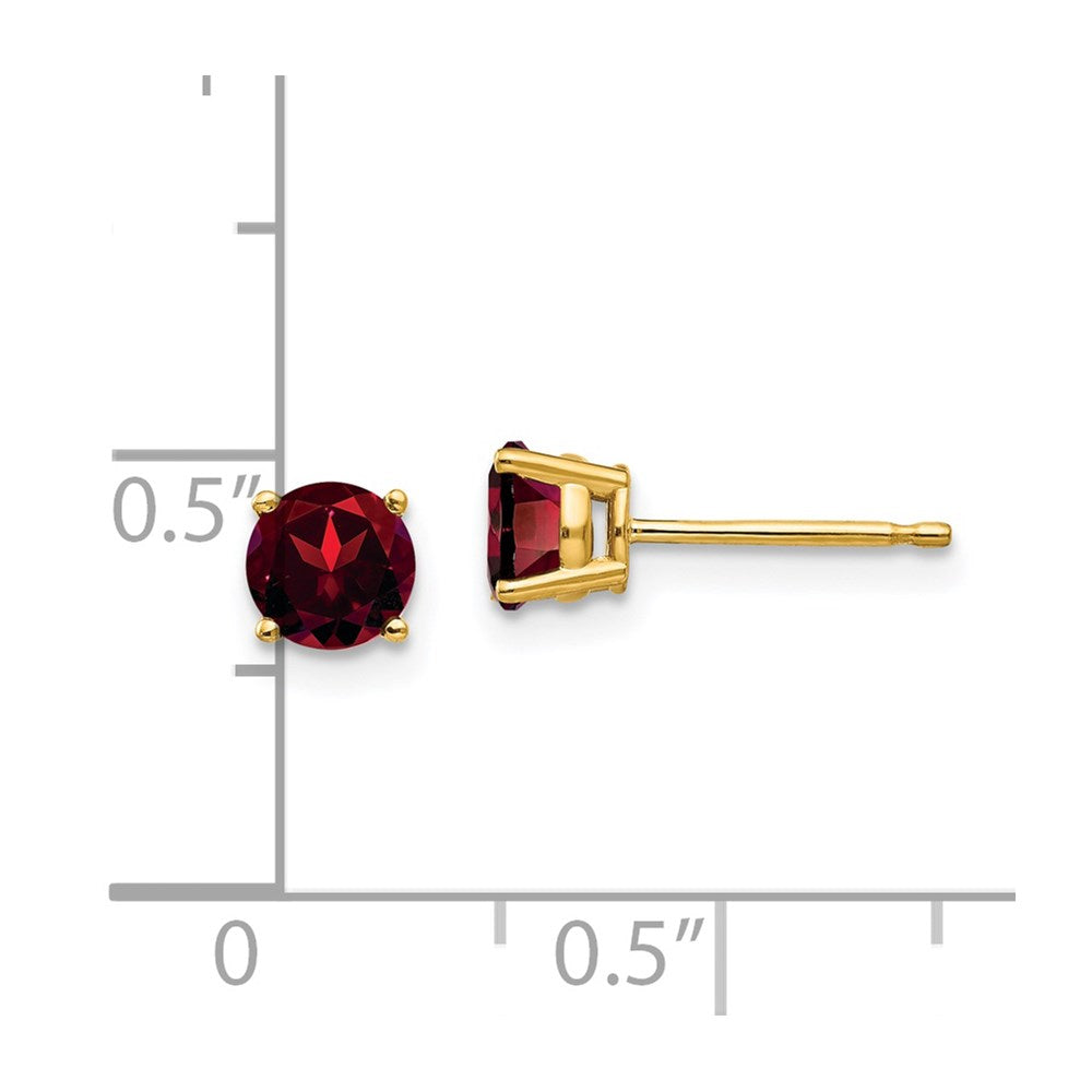 14K Gelbgold Ohrstecker mit 5-mm-Granat