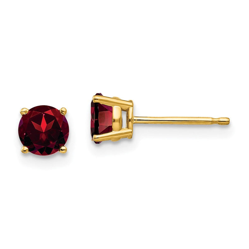 14K Gelbgold Ohrstecker mit 5-mm-Granat