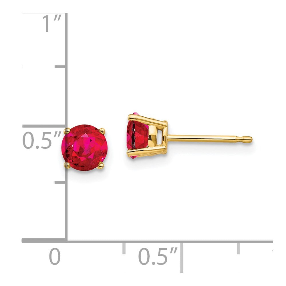 14K Gelbgold Ohrstecker mit Rubin