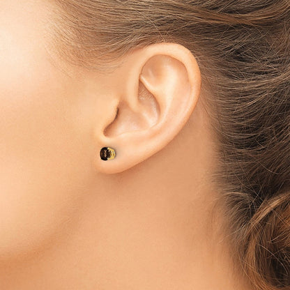 14K Gelbgold Ohrringe mit 5 mm rundem rauchgelbem Goldquarz