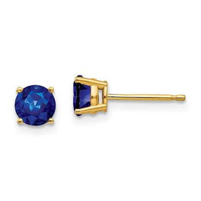 14K Gelbgold Ohrringe mit Saphir, 5 mm