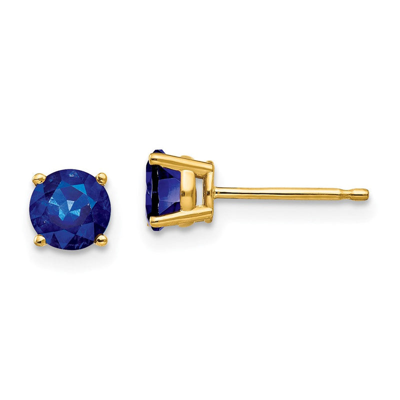 14K Gelbgold Ohrringe mit Saphir, 5 mm