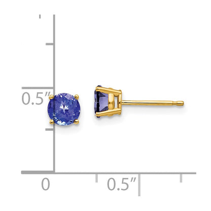 14K Gelbgold Ohrringe mit 5 mm Tansanit