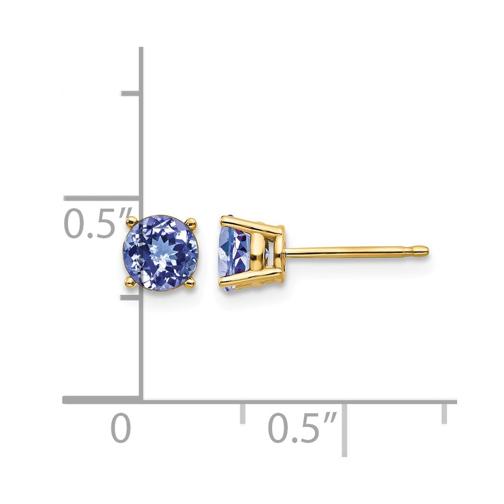 14K Gelbgold Tansanit Ohrstecker