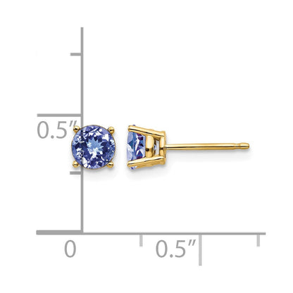 14K Gelbgold Tansanit Ohrstecker