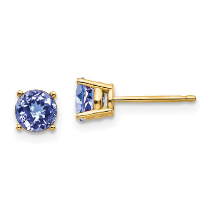14K Gelbgold Tansanit Ohrstecker