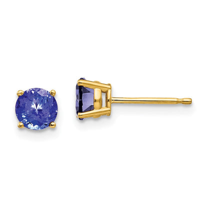 14K Gelbgold Ohrringe mit 5 mm Tansanit