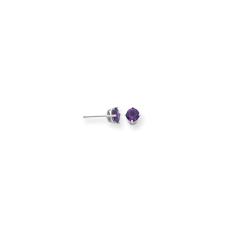 14K Weißgold Ohrstecker mit Amethyst im Karo-Schliff, 5 mm