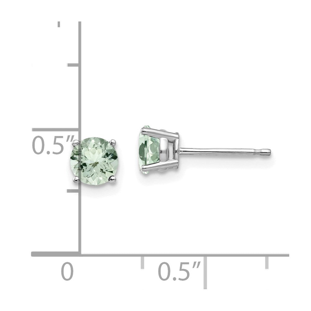 14K Weißgold Ohrstecker mit rundem grünem Quarz, 5 mm
