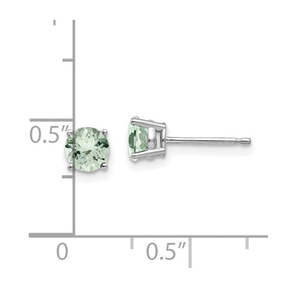 14K Weißgold Ohrstecker mit rundem grünem Quarz, 5 mm