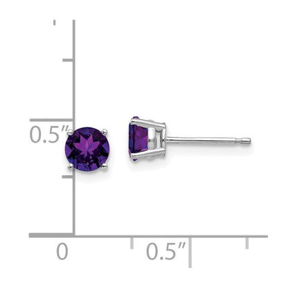 14K Weißgold Ohrringe mit 5 mm Amethyst
