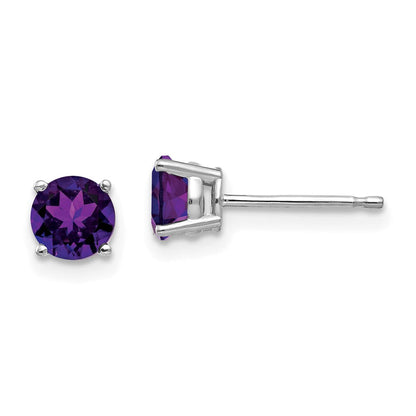 14K Weißgold Ohrringe mit 5 mm Amethyst