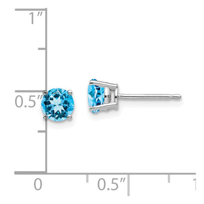 14K Weißgold Ohrringe mit 5 mm Blautopas