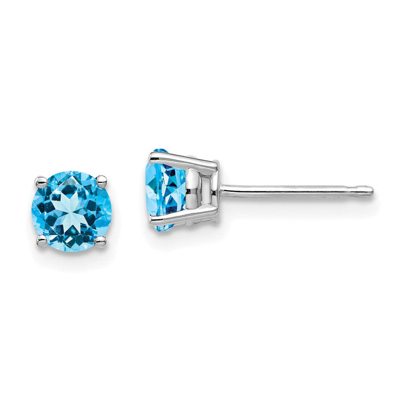14K Weißgold Ohrringe mit 5 mm Blautopas