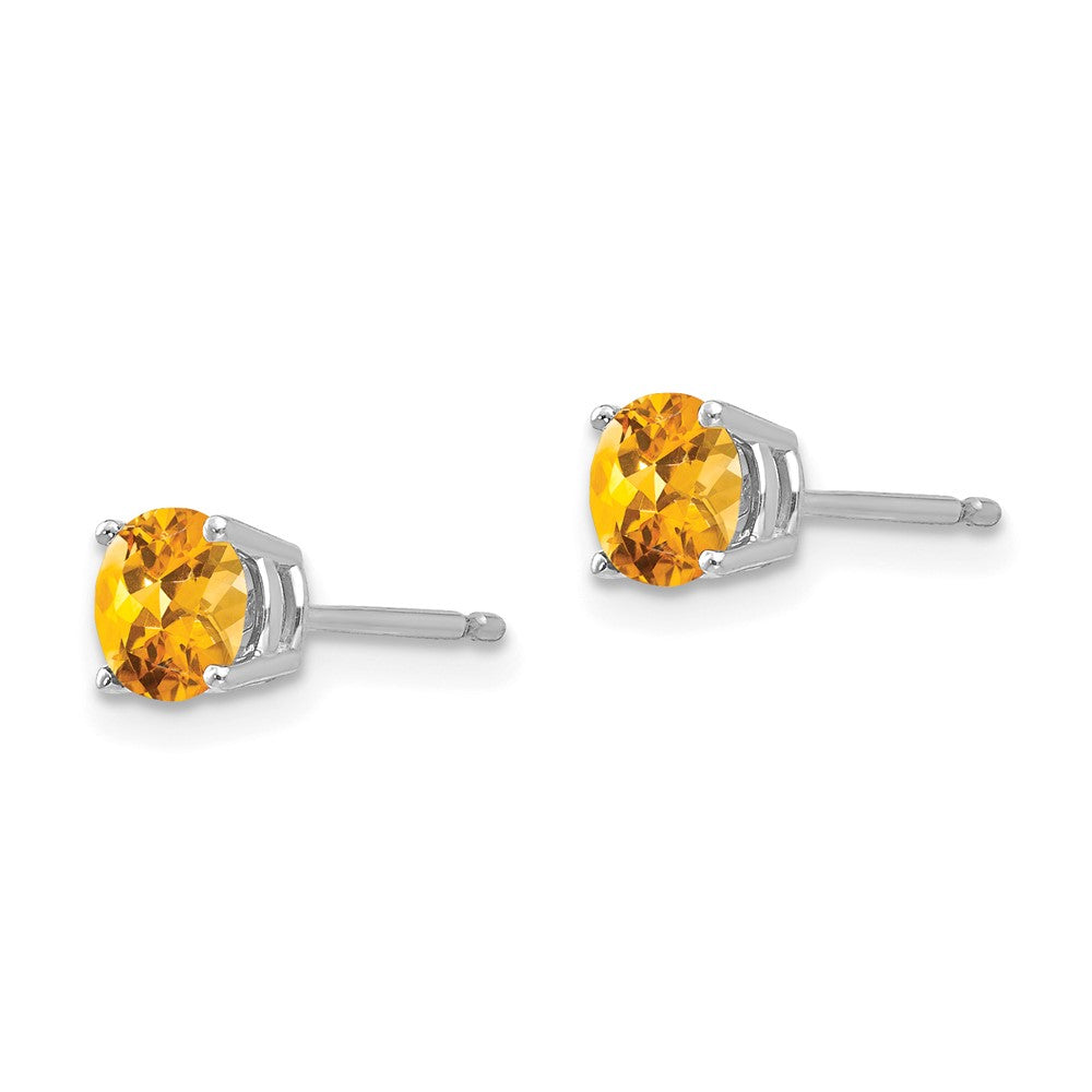 14K Weißgold Ohrringe mit Citrin, 5 mm