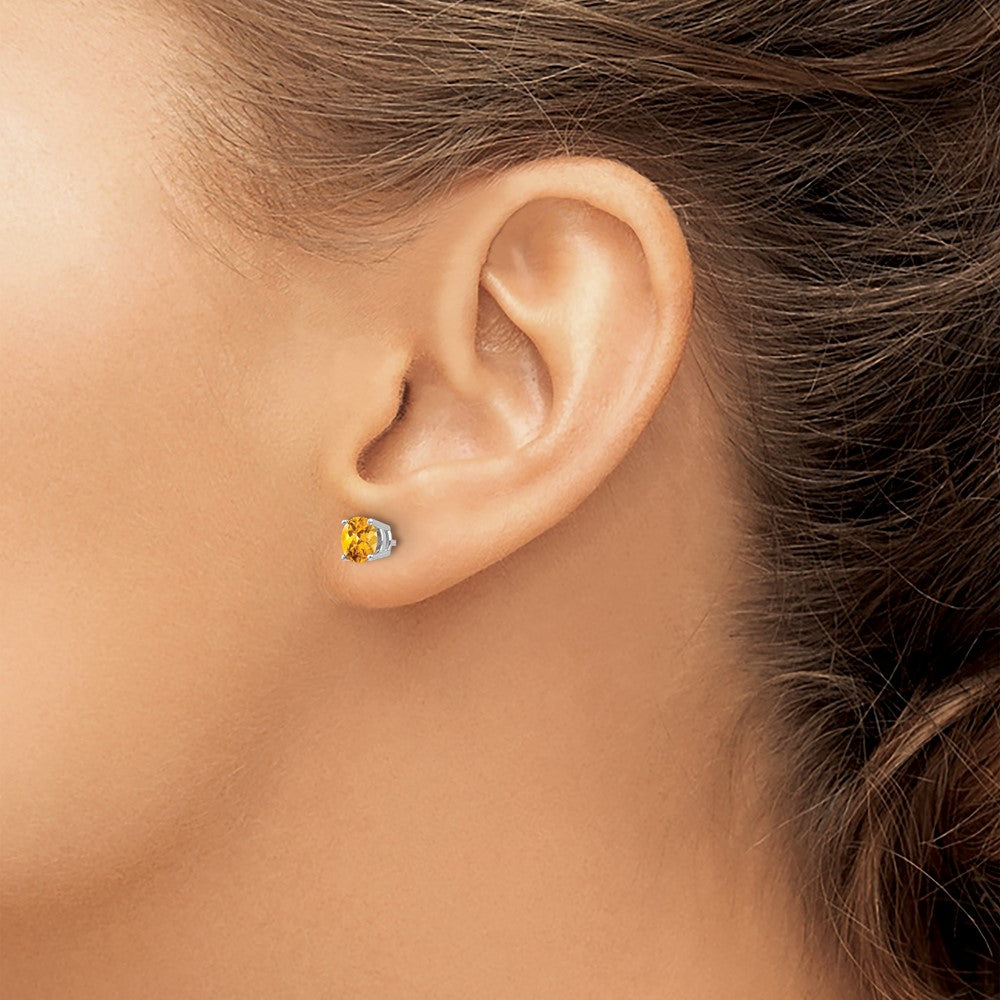 14K Weißgold Ohrringe mit Citrin, 5 mm