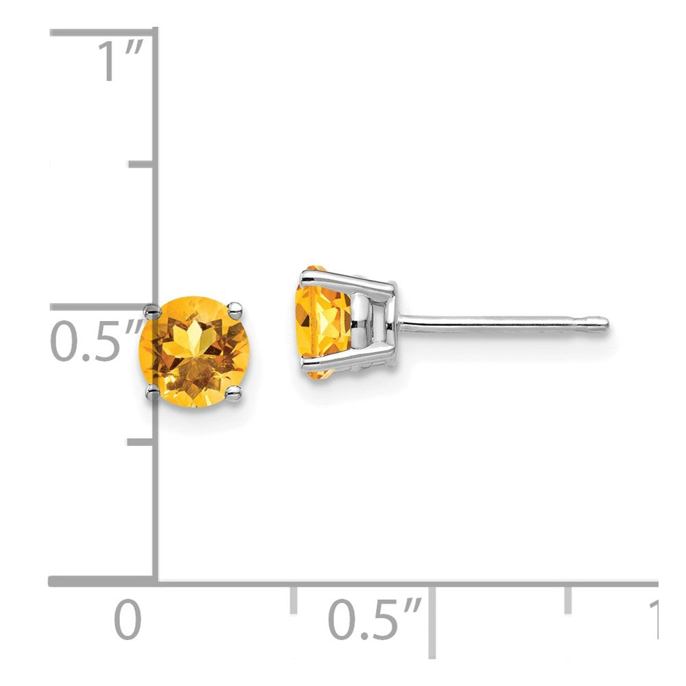 14K Weißgold Ohrringe mit Citrin, 5 mm