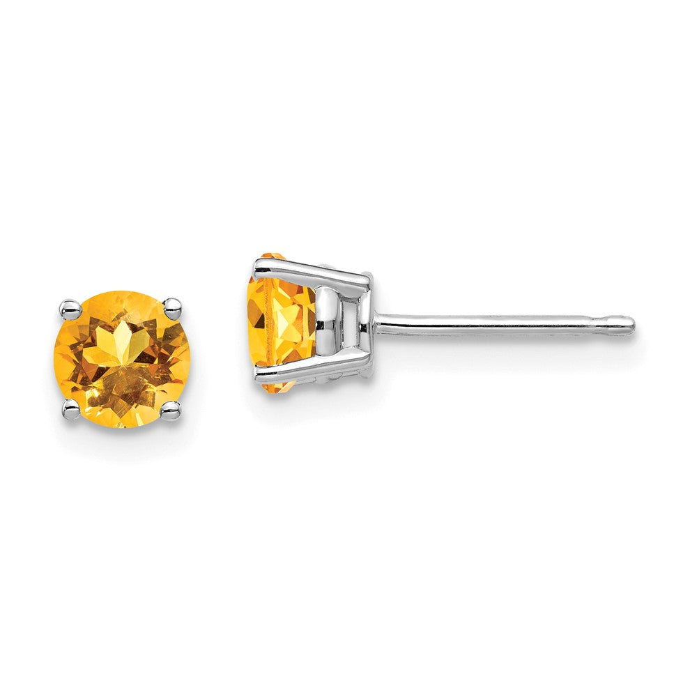 14K Weißgold Ohrringe mit Citrin, 5 mm