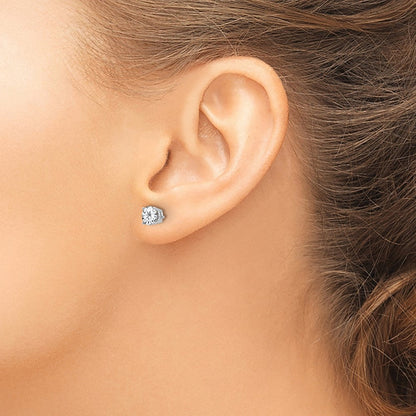 14K Weißgold Ohrringe mit 5 mm Zirkonia