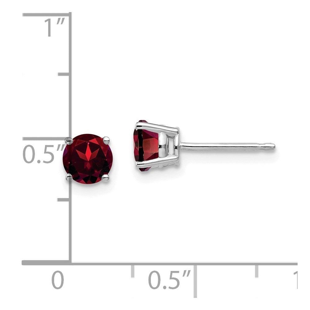 14K Weißgold Ohrringe mit Granat, 5 mm