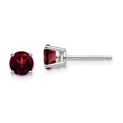 14K Weißgold Ohrringe mit Granat, 5 mm