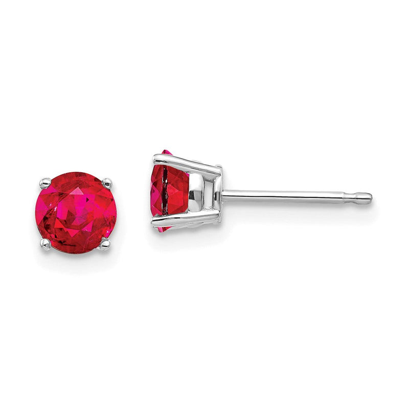 14K Weißgold Rubin-Ohrringe