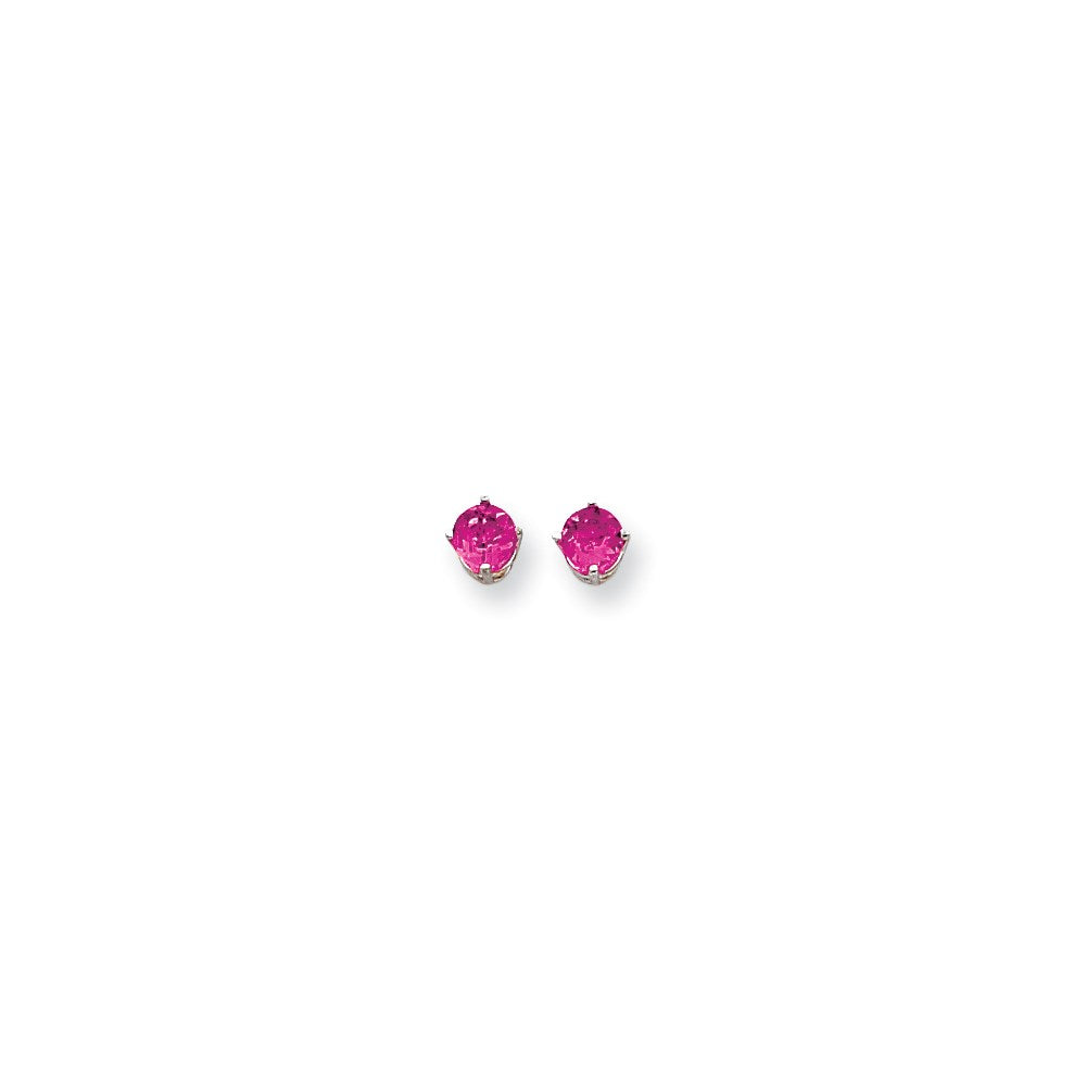 14K Weißgold Ohrringe mit 5 mm Rosa-Saphir