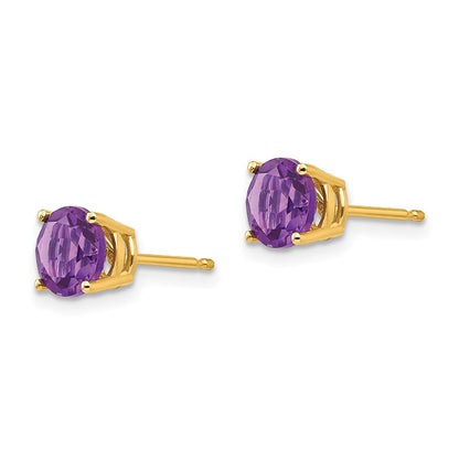 14K Gelbgold Ohrstecker mit 6-mm-Amethyst