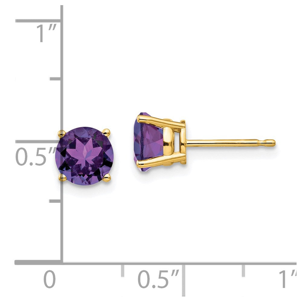 14K Gelbgold Ohrstecker mit 6-mm-Amethyst
