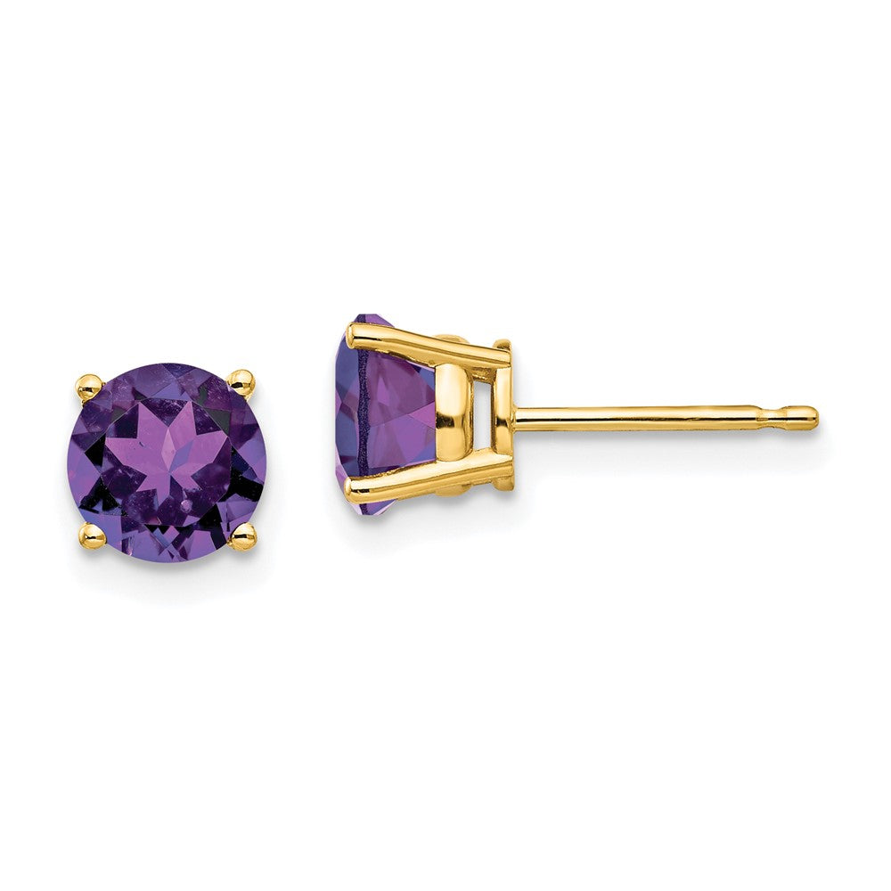 14K Gelbgold Ohrstecker mit 6-mm-Amethyst