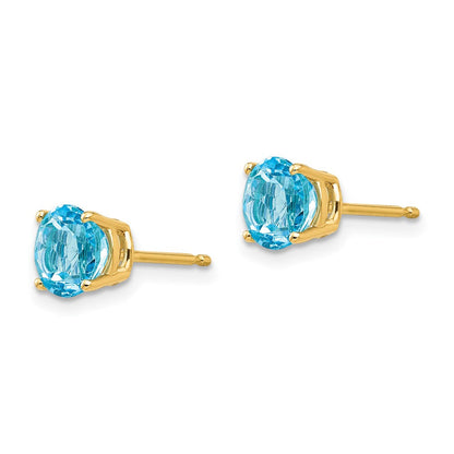 14K Gelbgold Ohrringe mit 6 mm Blautopas