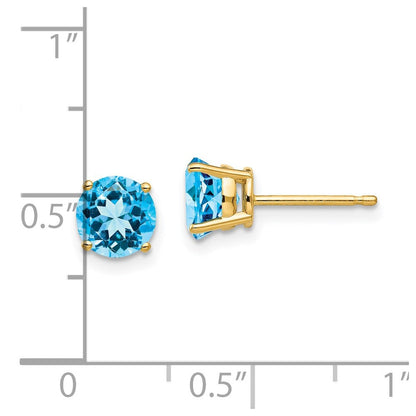 14K Gelbgold Ohrringe mit 6 mm Blautopas