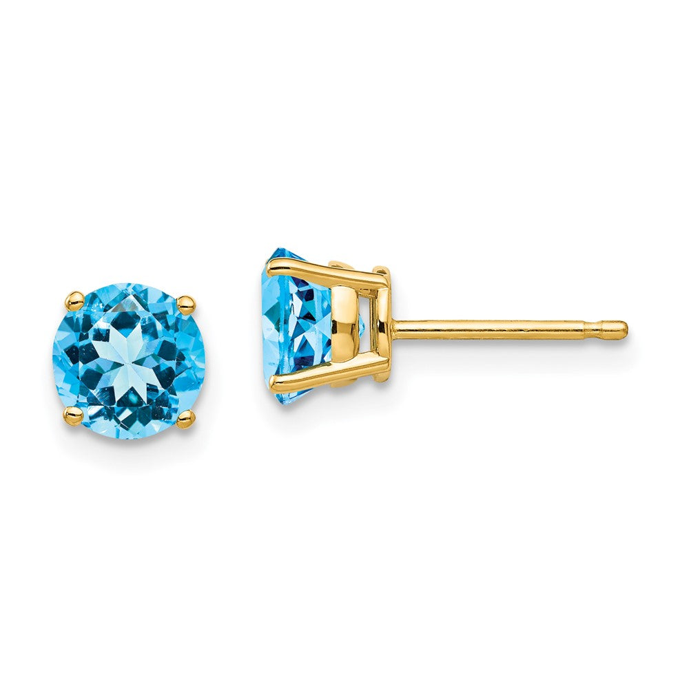 14K Gelbgold Ohrringe mit 6 mm Blautopas