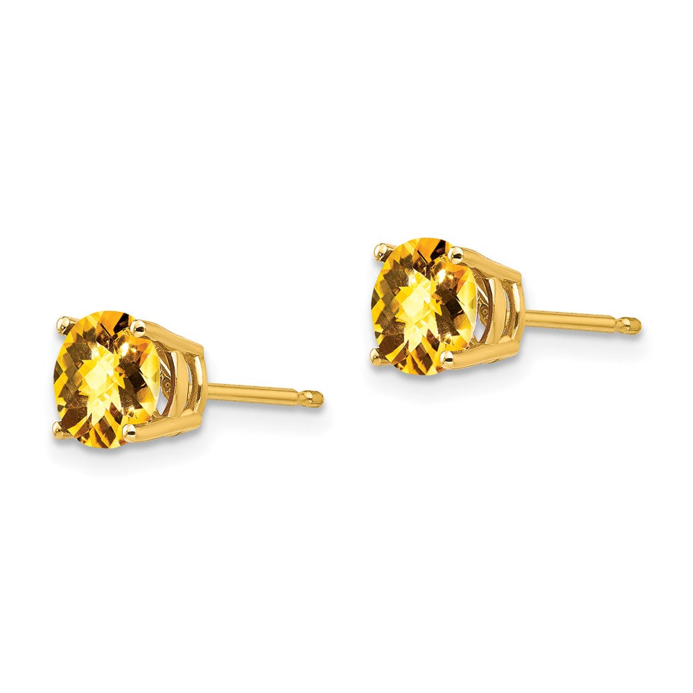 14K Gelbgold Ohrringe mit Citrin im Schachbrettschliff, 6 mm