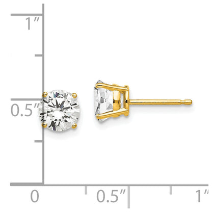 14K Gelbgold Ohrstecker mit Zirkonia, 6 mm
