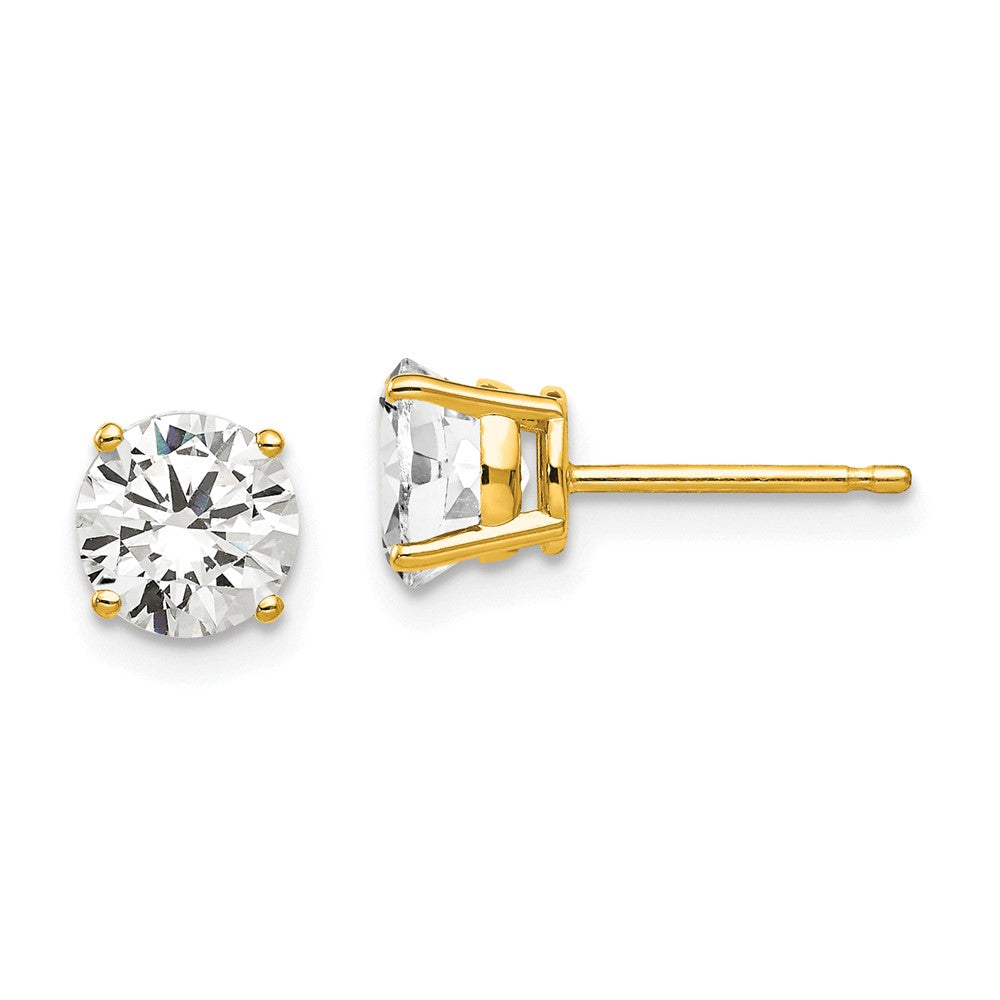 14K Gelbgold Ohrstecker mit Zirkonia, 6 mm