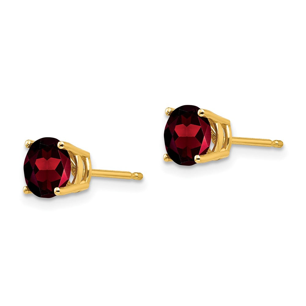 14K Gelbgold Granat-Ohrstecker, 6 mm
