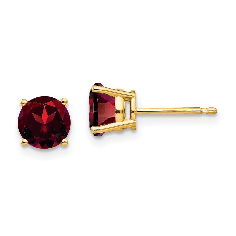 14K Gelbgold Granat-Ohrstecker, 6 mm