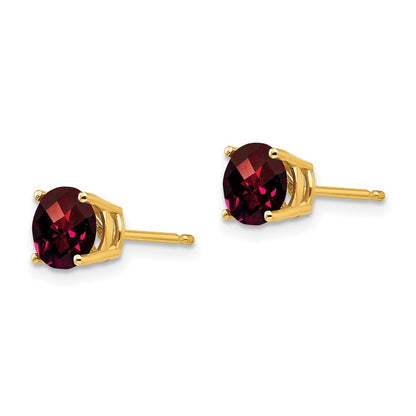 14K Gelbgold Ohrstecker mit 6 mm Granat im Schachbrettschliff