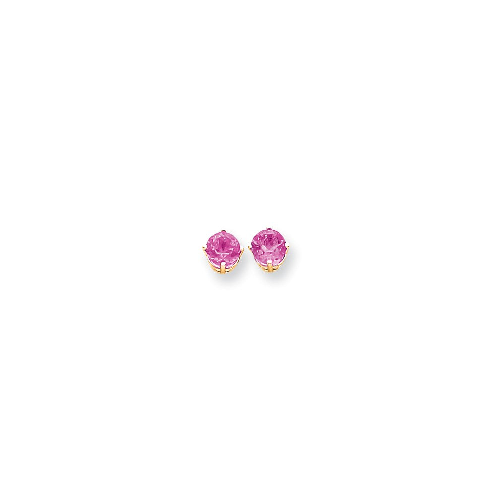 14K Gelbgold Ohrringe mit 6 mm Rosa-Turmalin