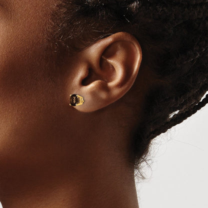 14K Gelbgold Ohrringe mit 6 mm rundem rauchgelbem Goldquarz
