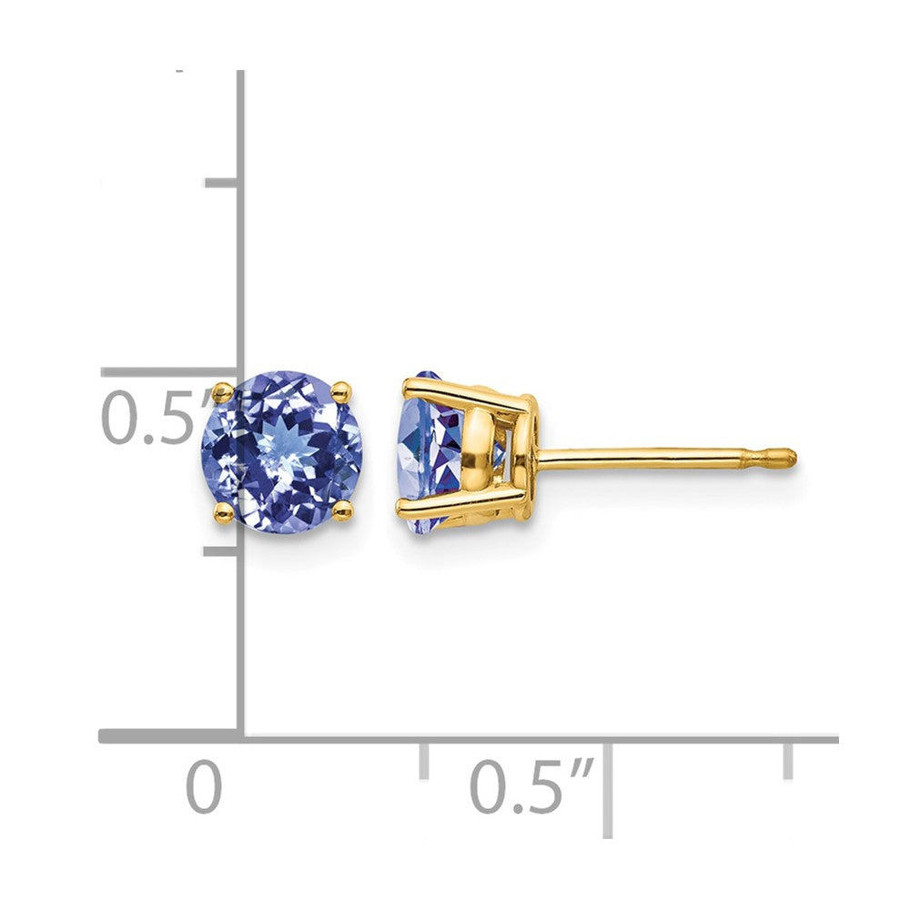 14K Gelbgold Tansanit Ohrstecker