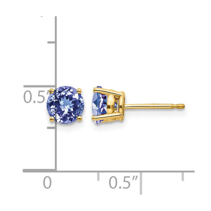 14K Gelbgold Tansanit Ohrstecker