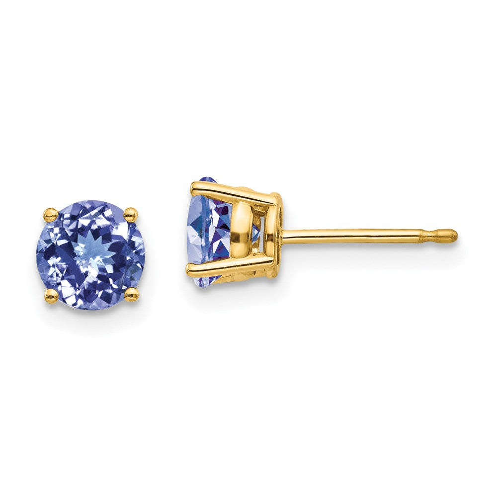 14K Gelbgold Tansanit Ohrstecker