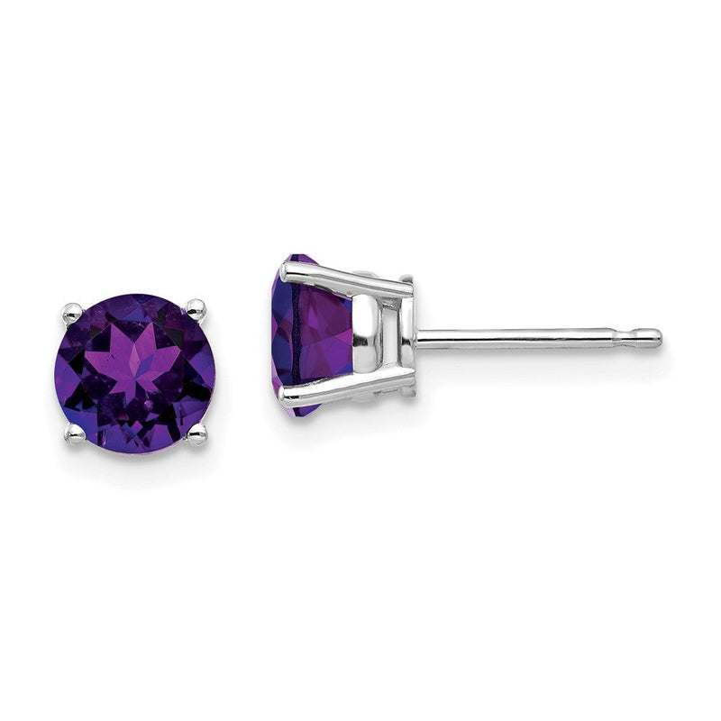 14K Weißgold Ohrringe mit 6 mm Amethyst