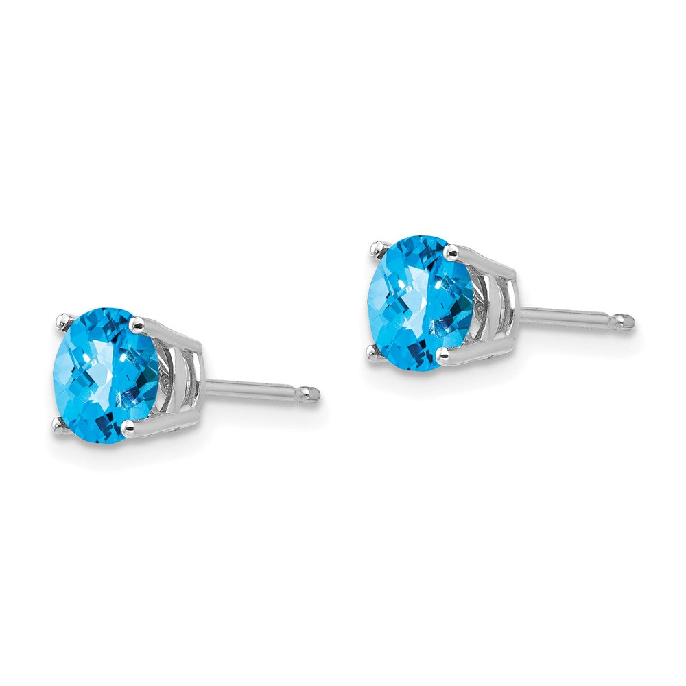 14K Weißgold Ohrringe mit 6 mm Blautopas im Karo-Schliff