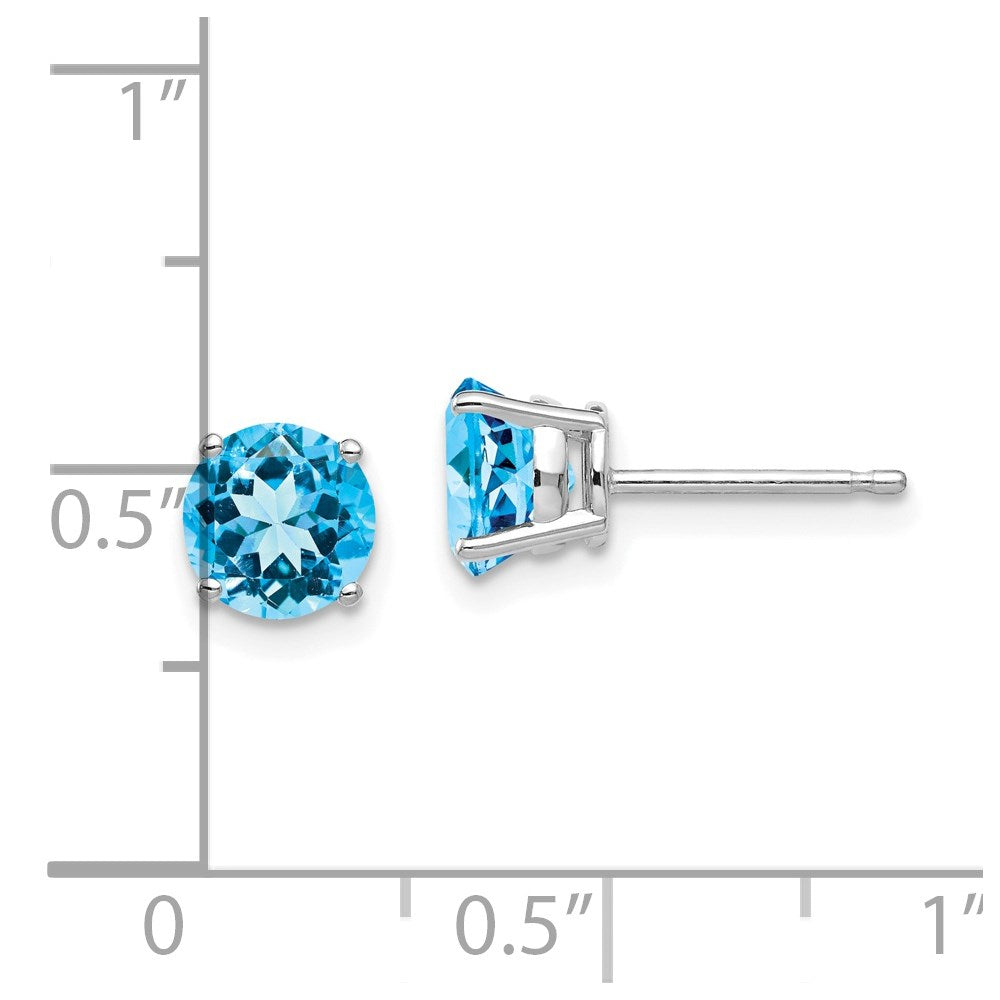 14K Weißgold Ohrringe mit 6 mm Blautopas