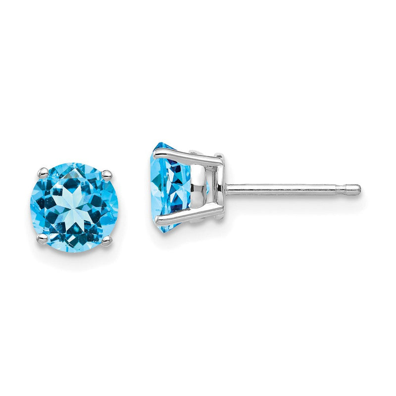 14K Weißgold Ohrringe mit 6 mm Blautopas