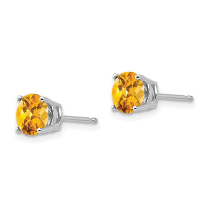 6 mm Citrin-Ohrstecker aus 14K Weißgold